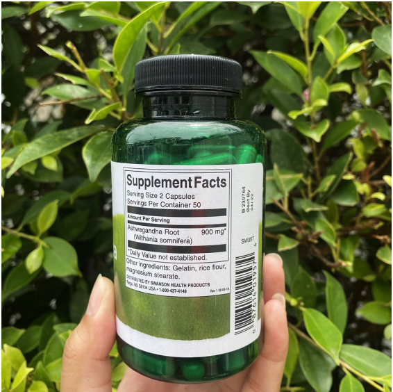โสมอินเดีย Ashwagandha 450 mg 100 Capsules (Swanson®)
