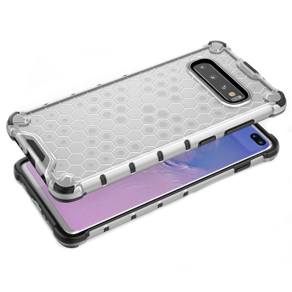 Case Samsung Galaxy S10+#เคสฝาหลังกันกระแทก Honeycomb Shock Absorber TPU + PC + Silicone Hybrid