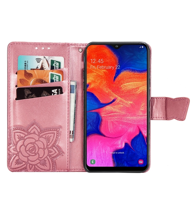 Case Samsung Galaxy A10 #เคสฝาพับ Imprint ลายผีเสื้อดอกไม้ลายน่ารักๆ