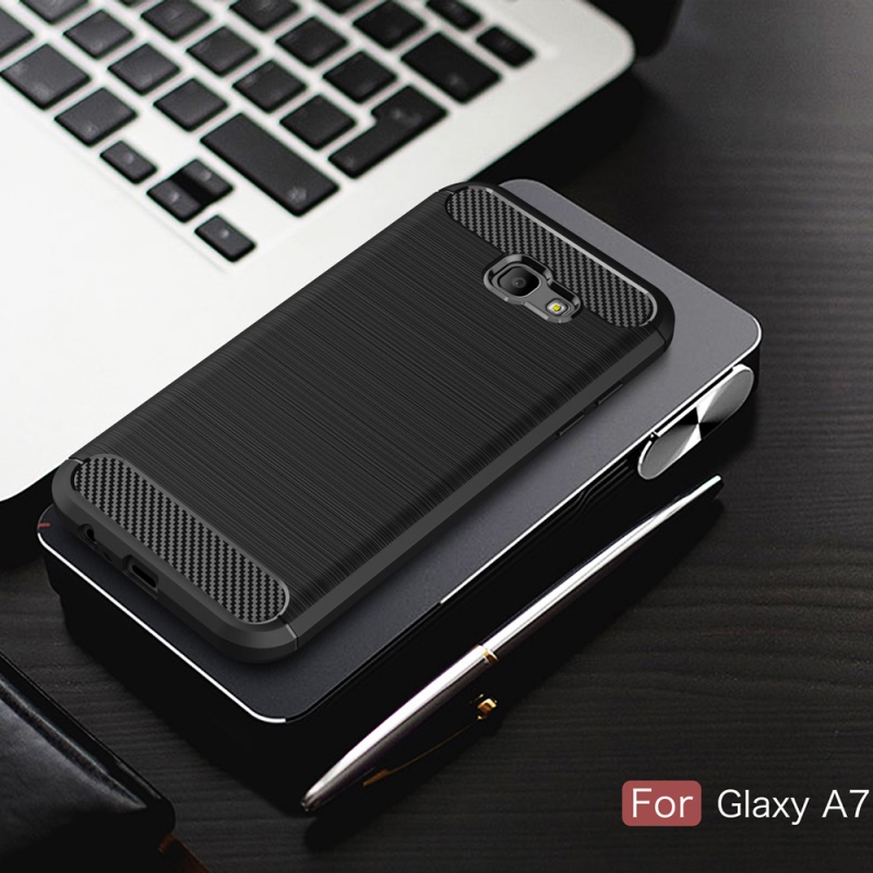 เคส Samsung Galaxy A7 2017 #เคสฝาหลัง Brushed Carbon Fiber TPU สวยโดดเด่นทันสมัย