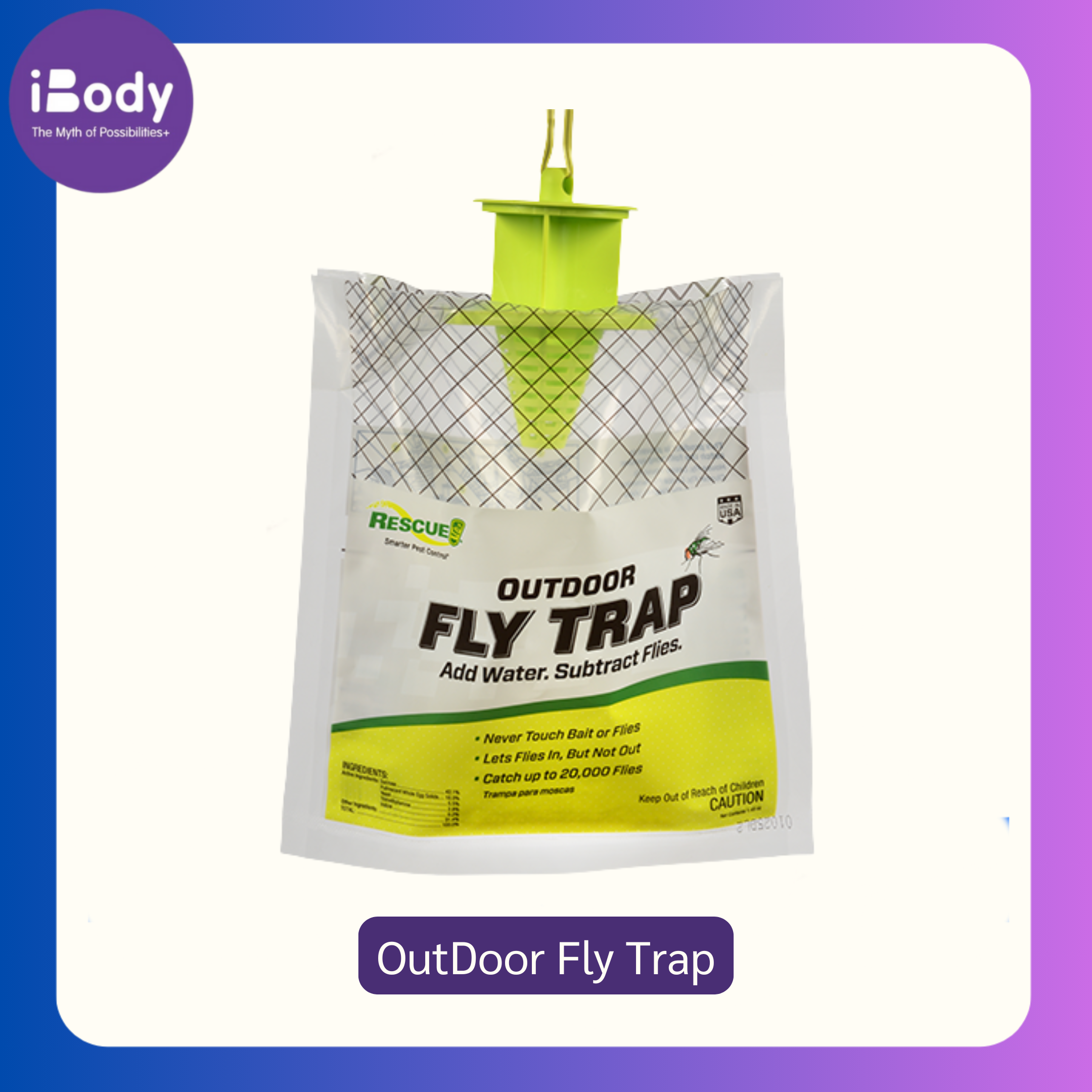 RESCUE - OutDoor Fly Trap กับดักแมลงวัน ที่ดักแมงวัน แบบแขวน สำหรับกลางแจ้ง แบบใช้แล้วทิ้ง