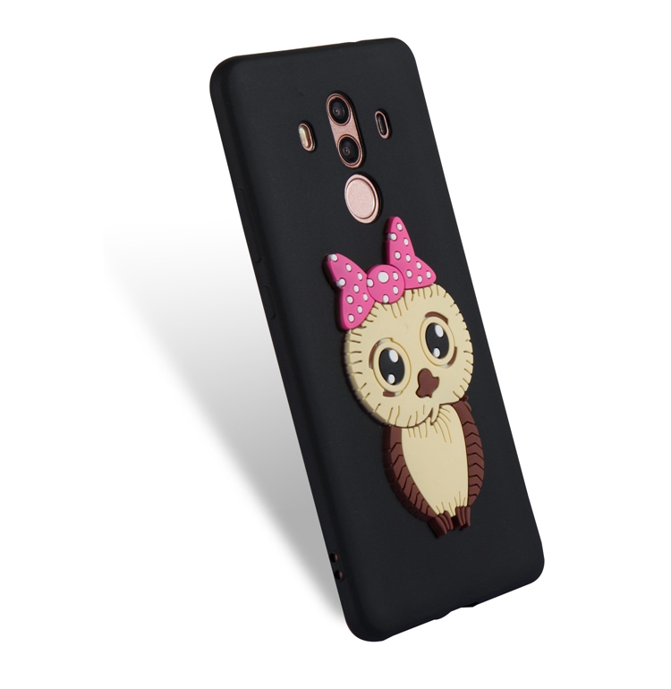 เคส Huawei Mate 10 Pro #เคสฝาหลังนิ่มลายนกฮูกติดโบ 3D น่ารัก Lovely 3D Owl with Bowknot Pattern