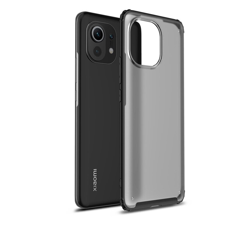 Case Xiaomi Mi 11 Lite #เคสฝาหลังโปร่งแสงสีขุ่นขอบทึบ +TPU Hybrid Case