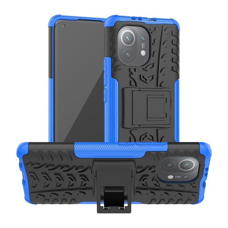 Case Xiaomi Mi 11 #เคสฝาหลังกันลื่น Cool Tyre Pattern Kickstand (PC + TPU)