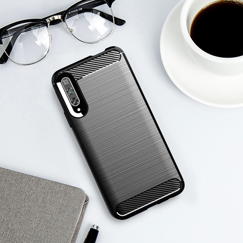 เคส Huawei Y9s #เคสคาร์บอนไฟเบอร์ ผิวขัดแปรง Brushered TPU Back Case