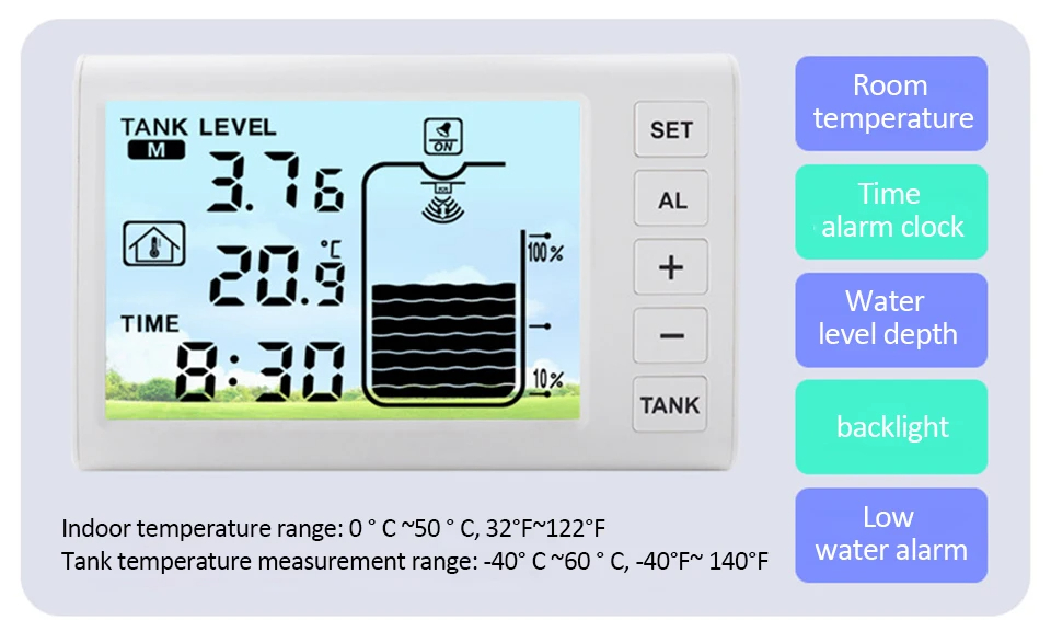 เซนเซอร์วัดความลึกถังน้ำ ultrasonic sensor แบบมีจอส่งสัญญาณ
