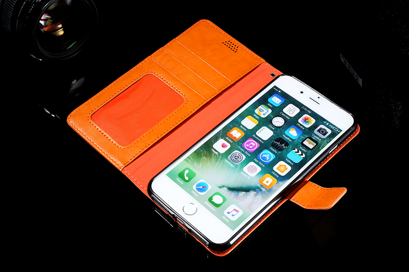 Case iphone 7 เคสฝาพับหนัง PU ผิวมันลายหนังวัว สไตล์กระเป๋าสตางค์ สีสันสวยงาม