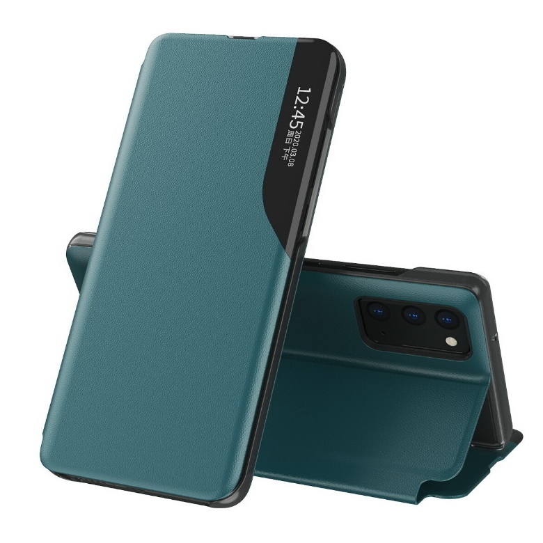 Case Samsung Galaxy S20 FE / S20 FE 5G #เคสฝาพับเคลือบผิวหนัง PU มีช่องวิวด้านข้างพับวางตั้งได้ Smart Flip kickstand leather Cover