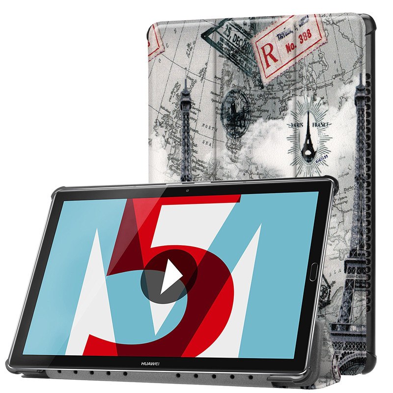 เคส Huawei MediaPad M5 Pro 10.8 นิ้ว #เคสฝาพับหนัง PU แบบ 3 พับพิมพ์ลาย Pattern Printing Tri-fold Leather Stand Cover