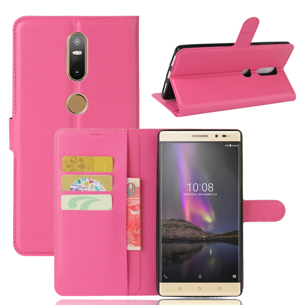 เคส Lenovo Phab 2 Plus สไตล์กระเป๋าสตางค์หนัง PU ลิ้นจี่ มีช่องเสียบบัตร สีสันสดใส