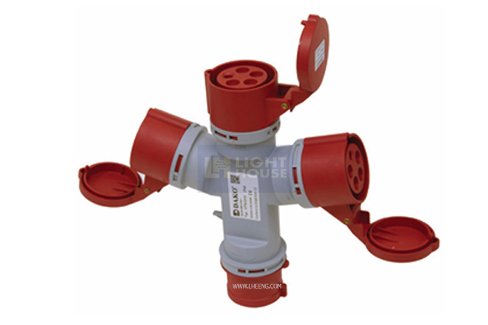 HTN-1015 "DAKO PLUG" ปลั๊กแยกสามทาง (3P+N+E) 16A IP44