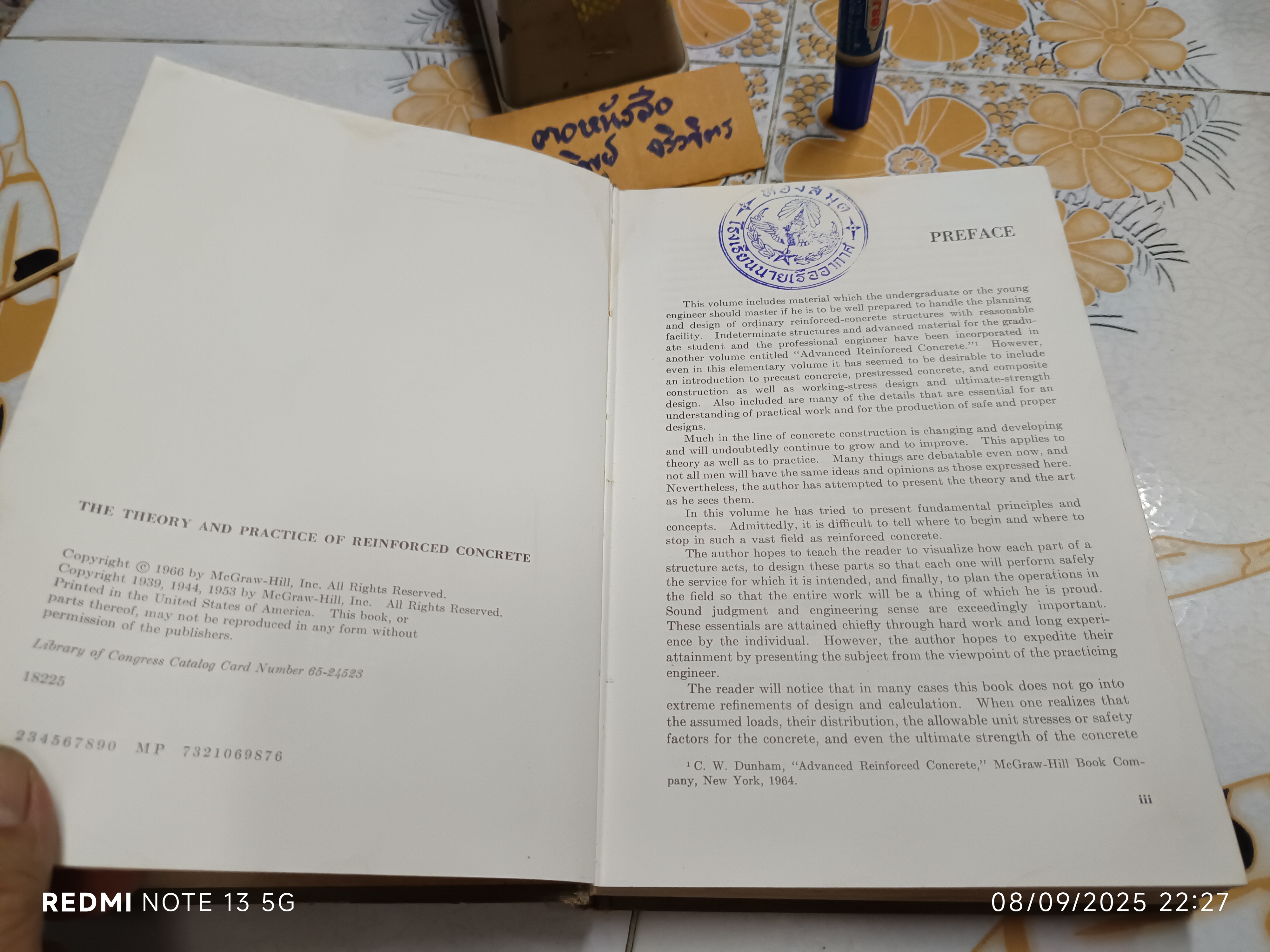 The Theory and Practice of Reinforced Concrete โดย Dunham ,1966 / หนังสือจำหน่ายออกจากห้องสมุด ** มีตราประทับหลายจุด **สินค้าหมด**