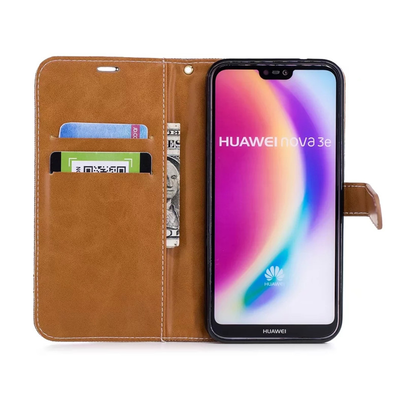 เคส Huawei P20 #เคสฝาพับหนัง PU พร้อมสายคล้องมือสีสันสวยงามทันสมัย