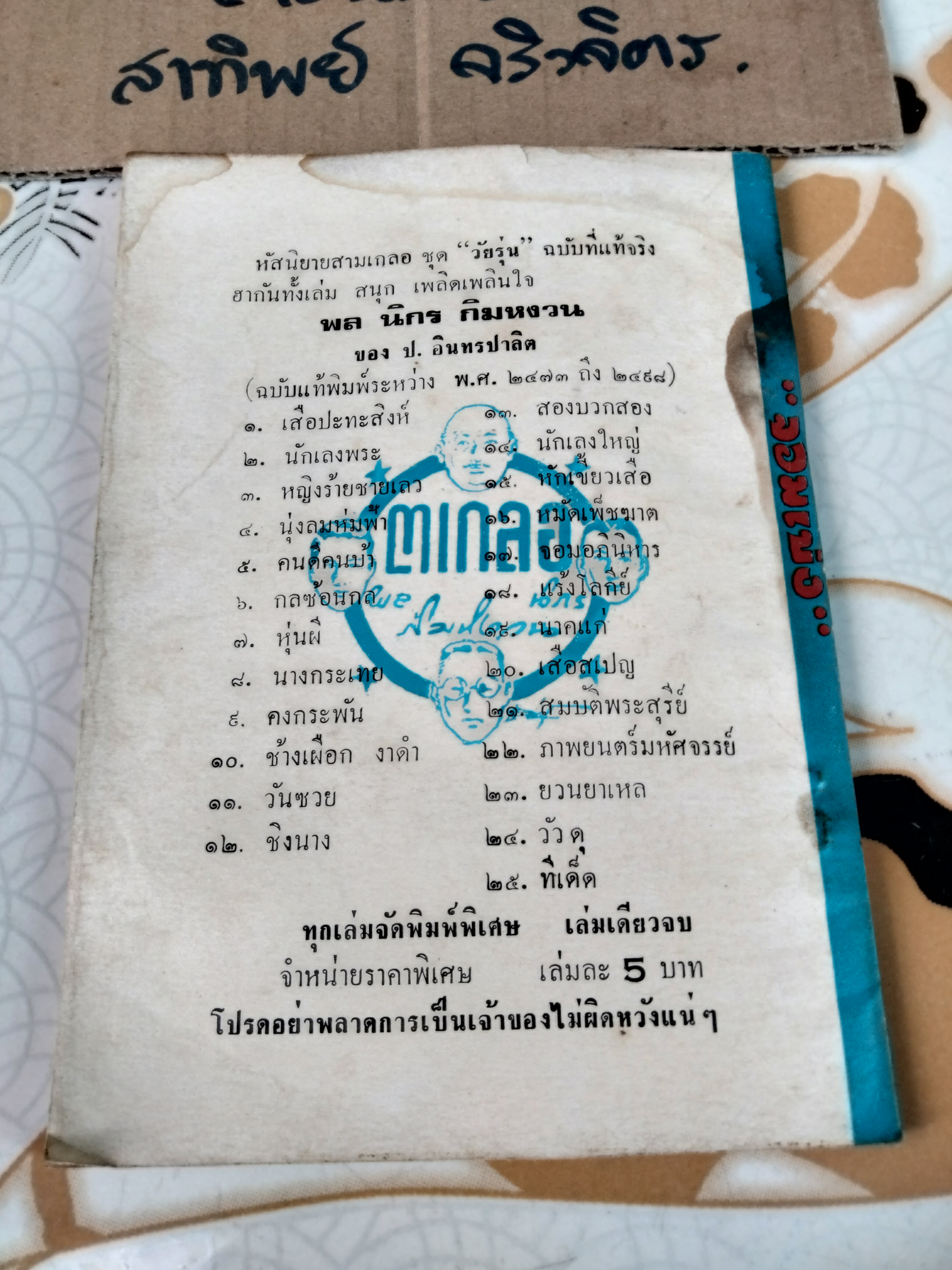 จอมเบ่ง - พล นิกร กิมหงวน ชุด "วัยรุ่น" ปกอ่อน สนพ.บรรณาคาร ราคาปก 7 บ.