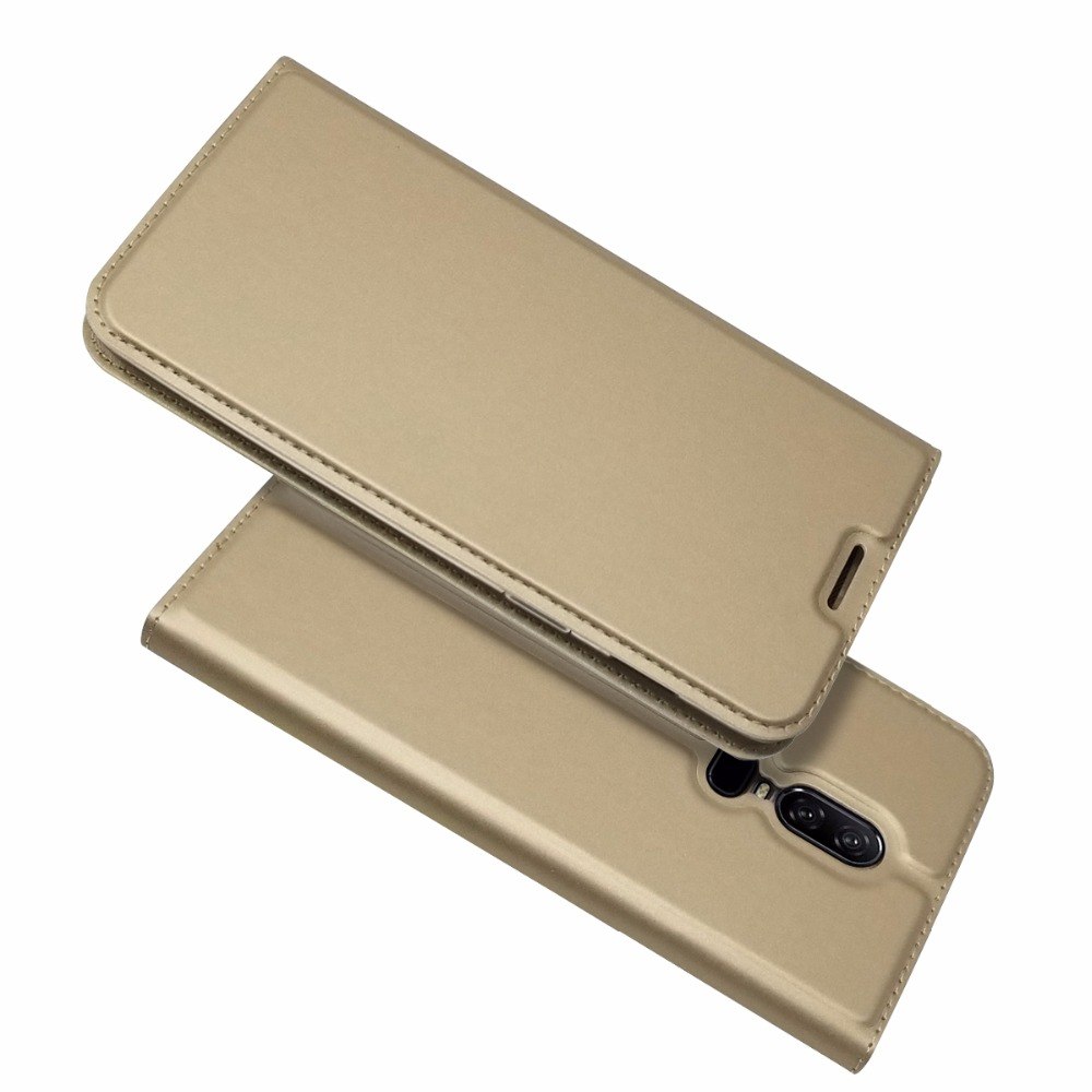 เคส OnePlus 6T #เคสฝาพับหนัง PU Magnetic Adsorption Stand Leather Card Holder
