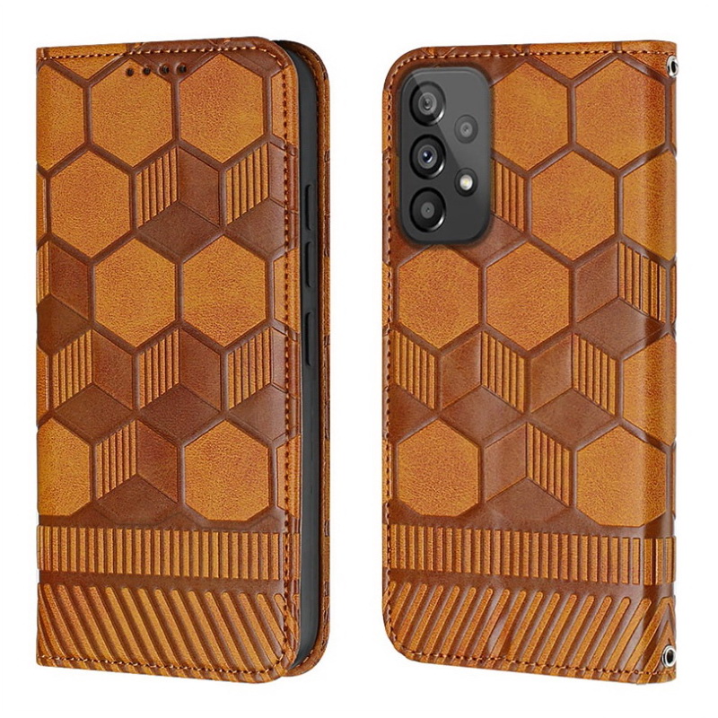 เคส Samsung Galaxy A73 5G #เคสฝาพับหนัง PU ฝาดูดซับแม่เหล็กลายเรขาคณิตมีช่องใส่บัตรแบบกระเป๋าสตางค์