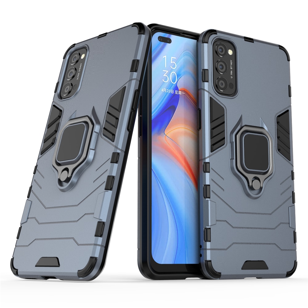 เคส OPPO Reno 4 Pro 5G#เคสฝาหลังพลาสติกแข็ง +TPU Hybrid Case มีแหวนสวมนิ้วโลหะ