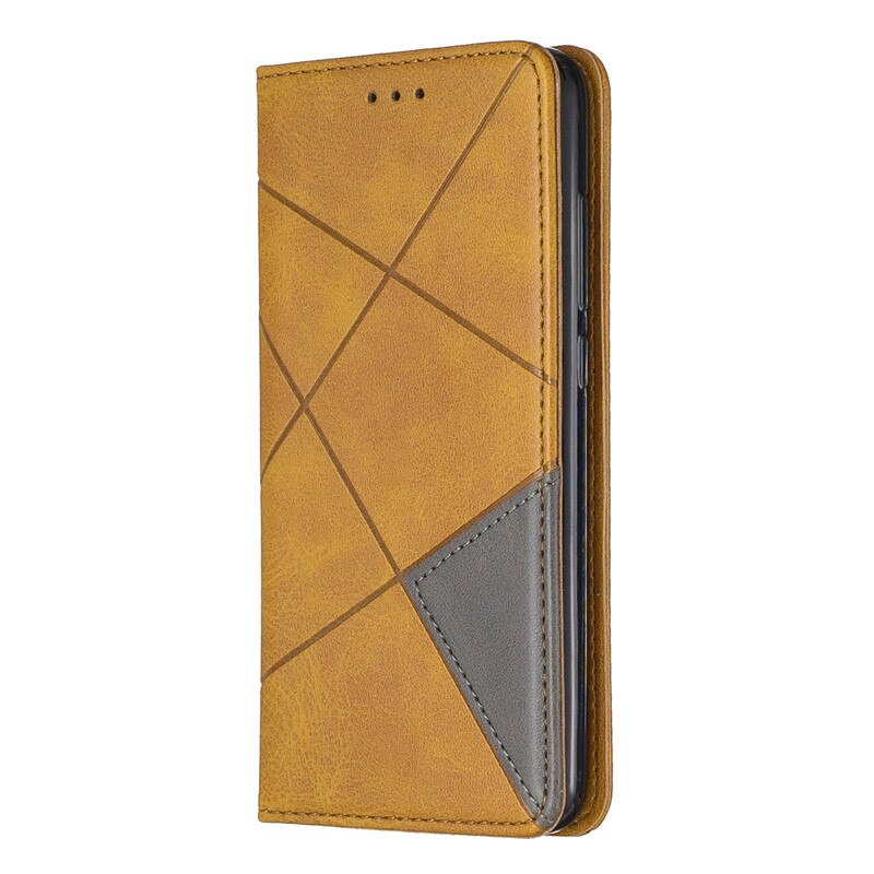 Case iPhone 13 Pro#เคสฝาพับหนัง PU มีช่องเสียบ ID บัตรอื่นๆในตัว Geometric Pattern Leather Card Holder Protective