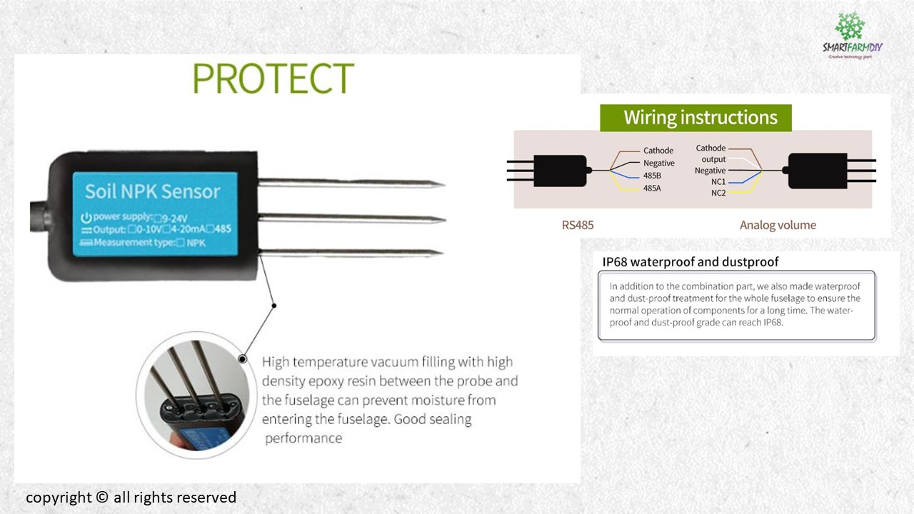 NPK sensor MODBUS RTU485
