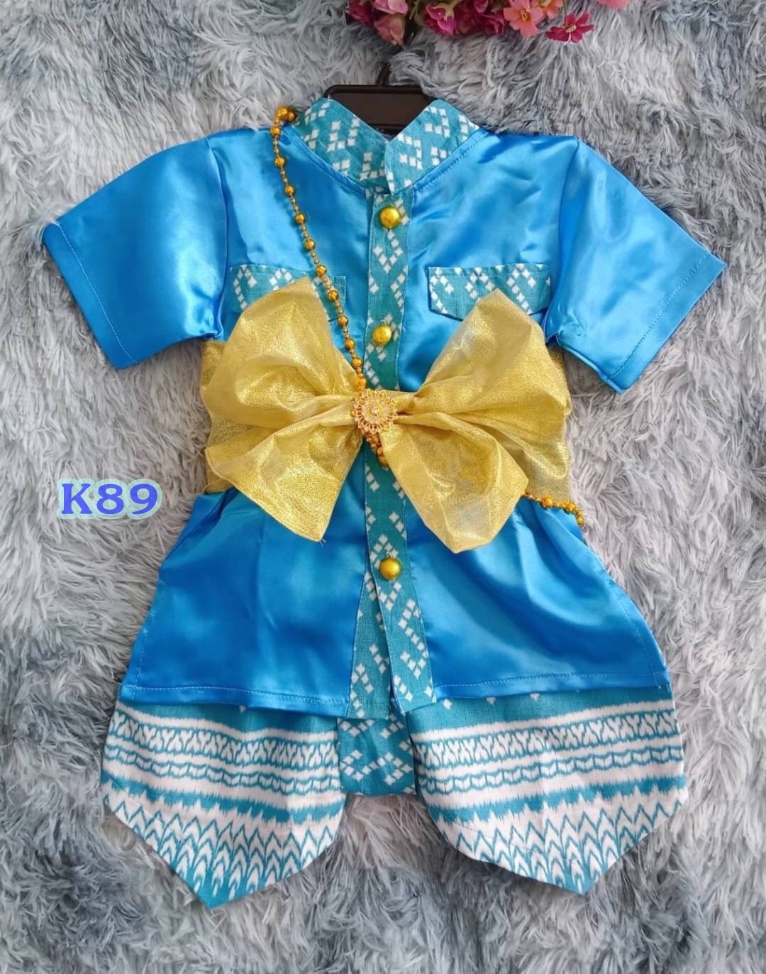 ชุดไทยเด็กชายโทนฟ้า