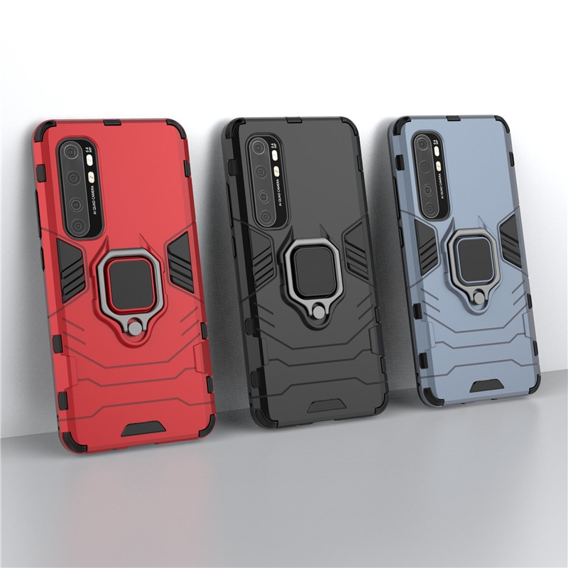 Case Xiaomi Mi Note 10 Lite #เคสฝาหลังพลาสติกแข็ง +TPU Hybrid Case มีแหวนสวมนิ้วโลหะ
