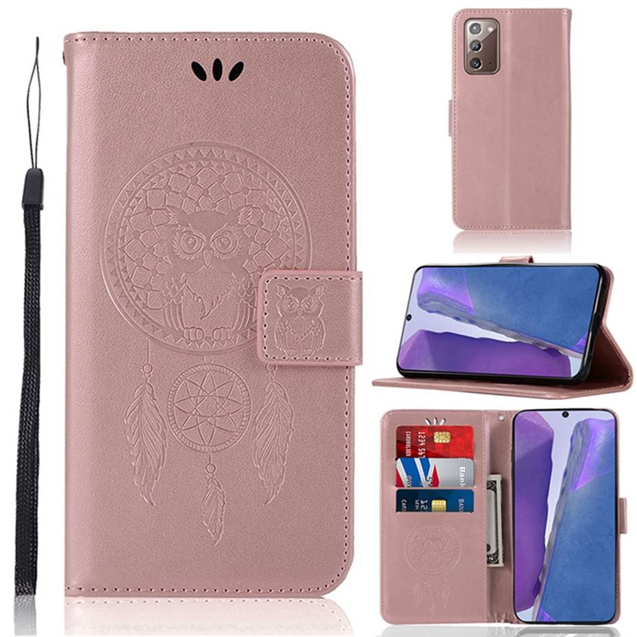 เคส Samsung Galaxy S20 #เคสฝาพับแบบกระเป๋าสตางค์ฝาพับหนัง PU ลายนกฮูก Imprint Owl Dream Catcher PU Leather