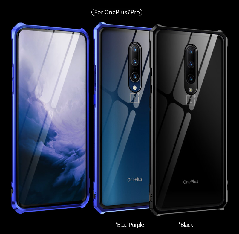 เคส OnePlus 7 Pro #เคสกรอบโลหะคุณภาพสูงแผ่นหลังกระจก High-Quality Metal Frame + Glass Back