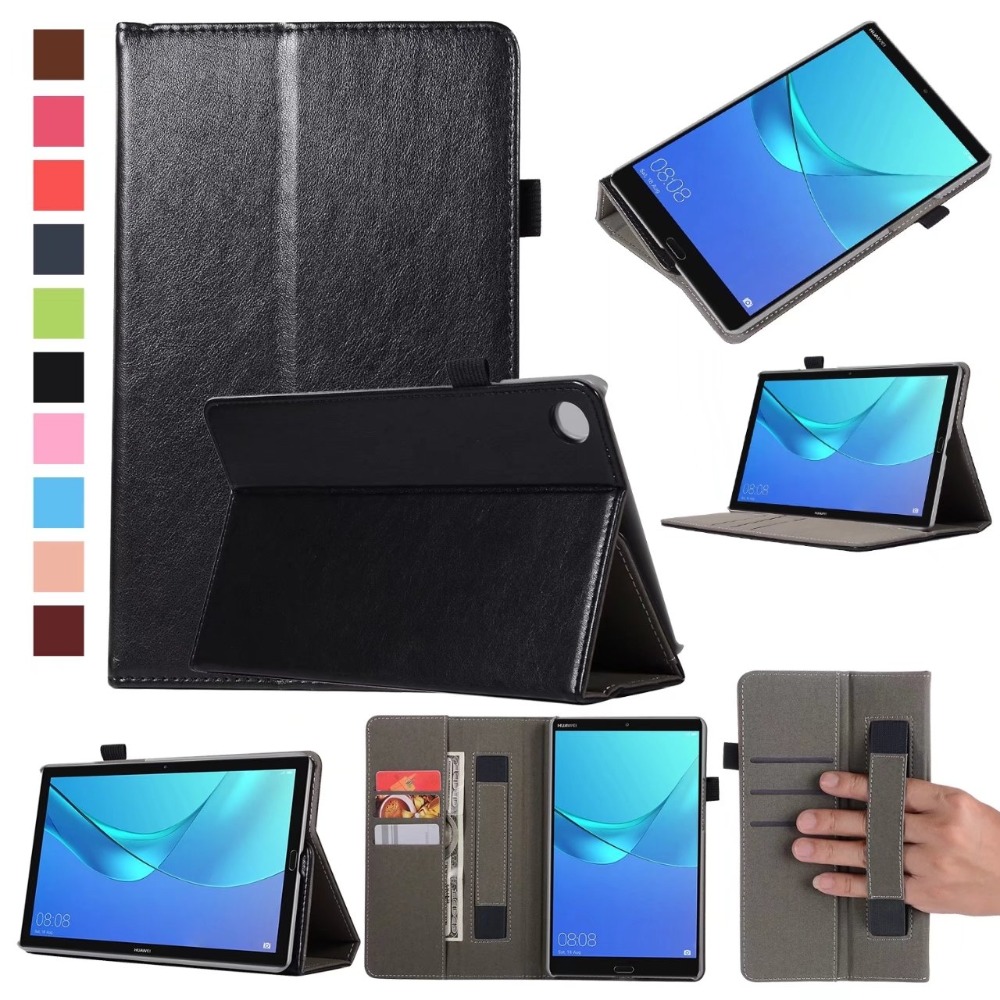 Case Huawei MediaPad M5 8.4 นิ้ว #เคสฝาพับหนัง PU มีที่สวมนิ้ว Wallet Stand Leather Cover Shell with Elastic Band