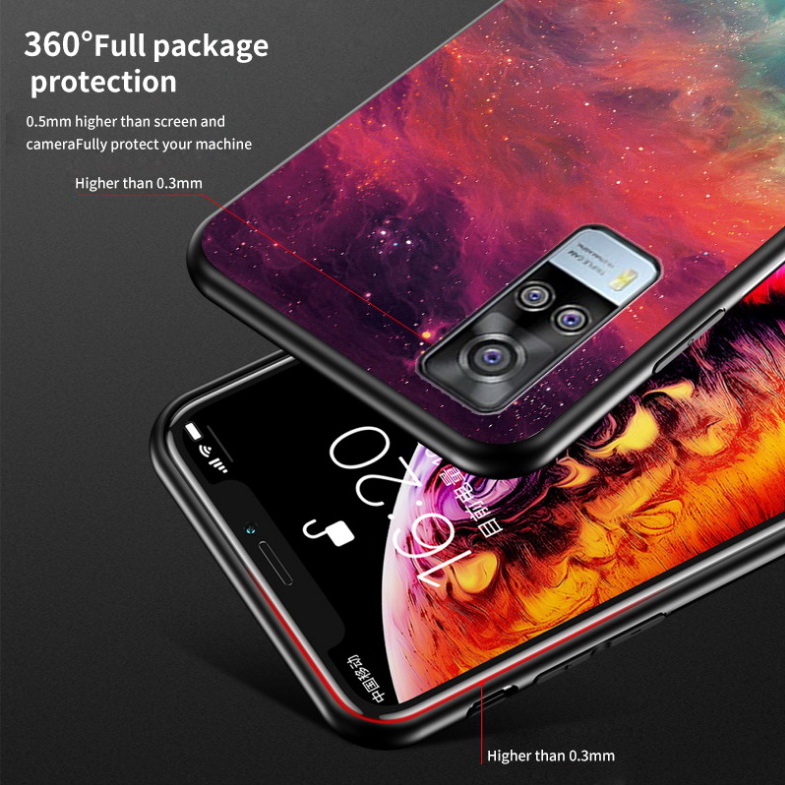 Case Vivo Y31 2021 #เคสฝาหลัง Gradient Color Glass + PC + TPU Hybrid Case