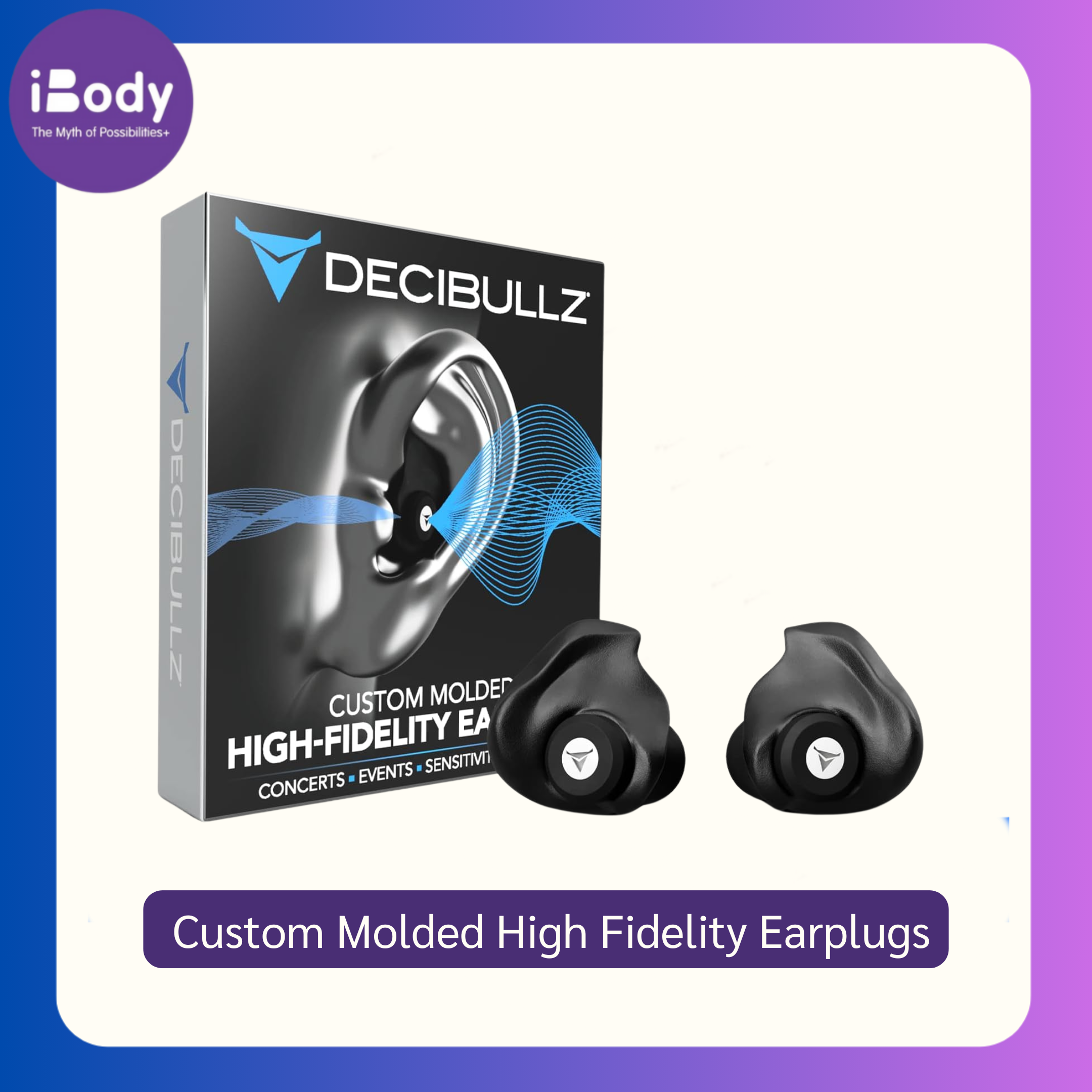 ที่อุดหู กันเสียง แบบใช้ซ้ำ สำหรับคอนเสิร์ต นักดนตรี และความไวต่อเสียง Custom Molded High Fidelity Earplugs (Decibullz®)