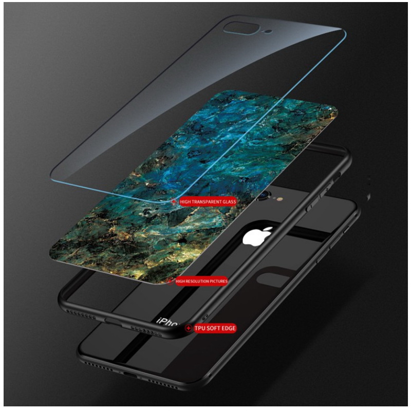 Case OPPO Reno 3 Pro 4G 6.4 นิ้ว #เคสฝาหลัง Gradient Color ลายหินอ่อน Glass + PC + TPU Hybrid Case