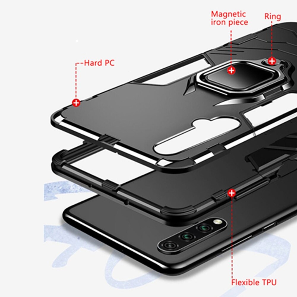 Case Xiaomi Mi 11 Lite #เคสฝาหลังพลาสติกแข็ง +TPU Hybrid Case มีแหวนสวมนิ้วโลหะ