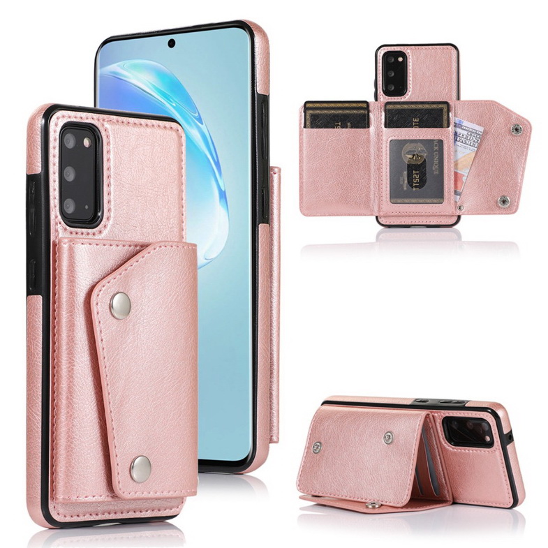 เคส Samsung Galaxy S20 FE / S20 FE 5G #เคสฝาหลังเคลือบหนัง PU มีกระเป๋าเก็บบัตรด้านหลัง Fashion Wallet Case Retro Leather Flip Card Holder Stand Shockproof Cover Casing with Hand Strap