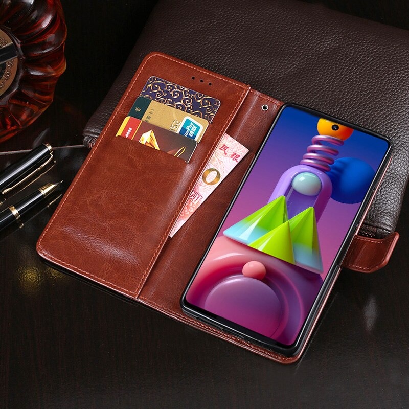 Case Samsung Galaxy M51 #เคสฝาพับแบบกระเป๋าสตางค์หนัง PU ผิวหนังม้า Crazy Horse