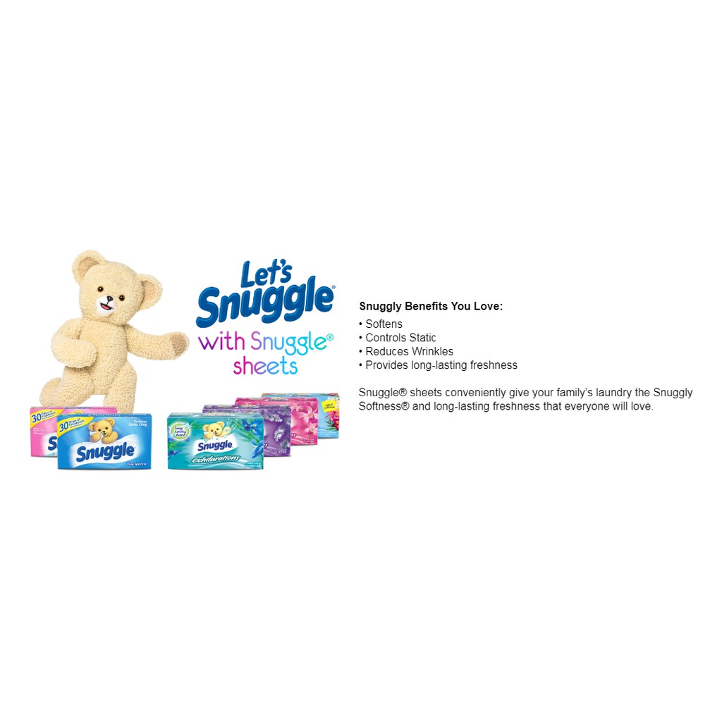 (Pre Order) Snuggle® Fabric Softener Dryer Sheets Exhilarations Lavender & Vanilla 70 Sheets แผ่นอบผ้า