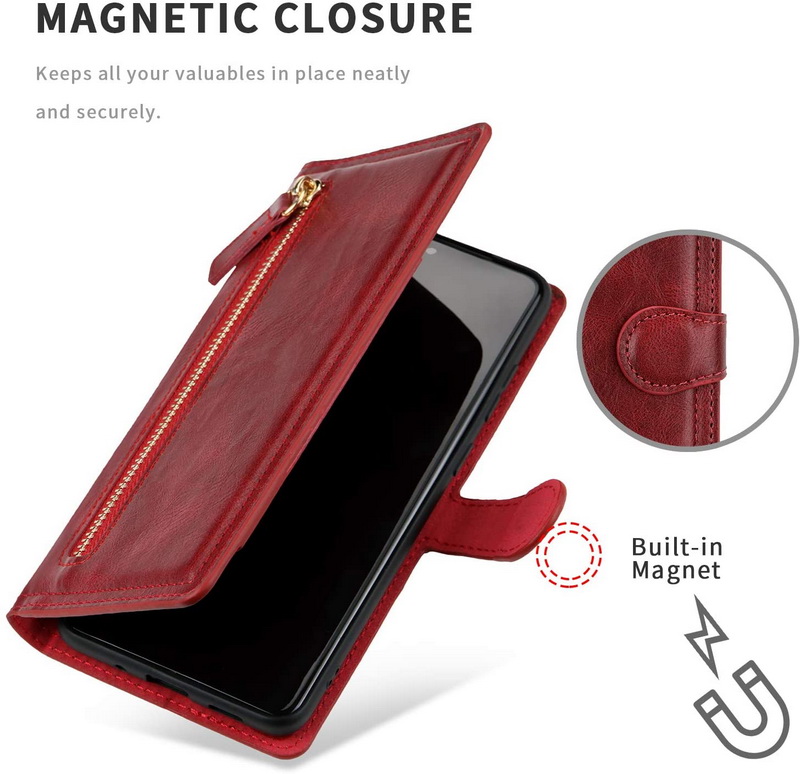 เคส Samsung Galaxy S20 Ultra / S20 Ultra 5G #เคสฝาพับแบบกระเป๋าสตางค์ช่องใส่บัตรหลายช่อง Multi-slot Wallet Zippered Leather