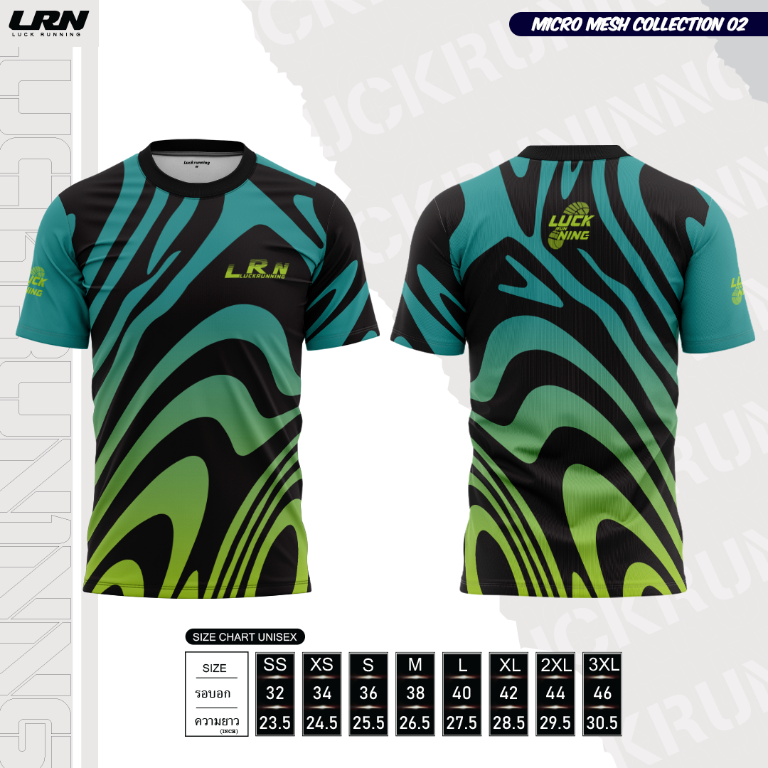 เสื้อวิ่งพิมพ์ลายแขนสั้น LRN Collection 02 เนื้อผ้า Micro Mesh สำหรับวิ่งมาราธอน (MM12-03)