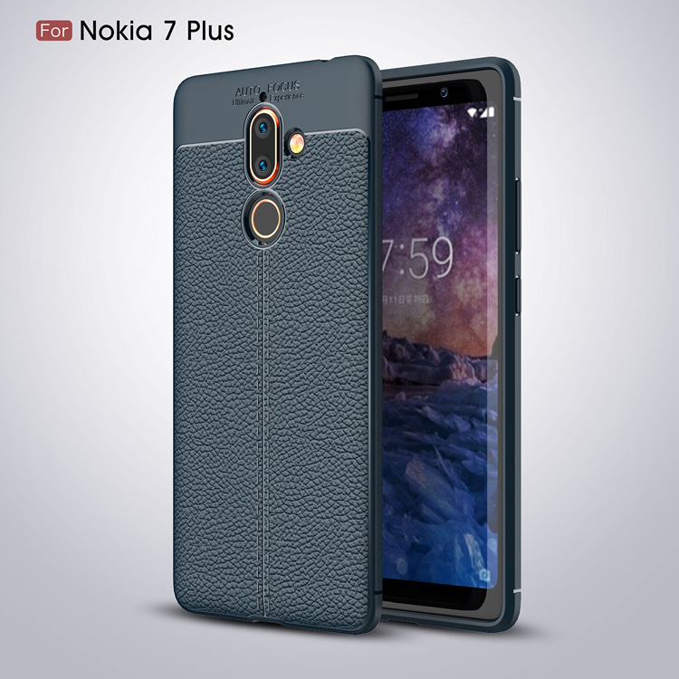 Case Nokia 7 plus #เคสฝาหลัง TPU ลายหนัง PU ผิวลิ้นจี่ช่วยป้องกันลายนิ้วมือคุณภาพดี
