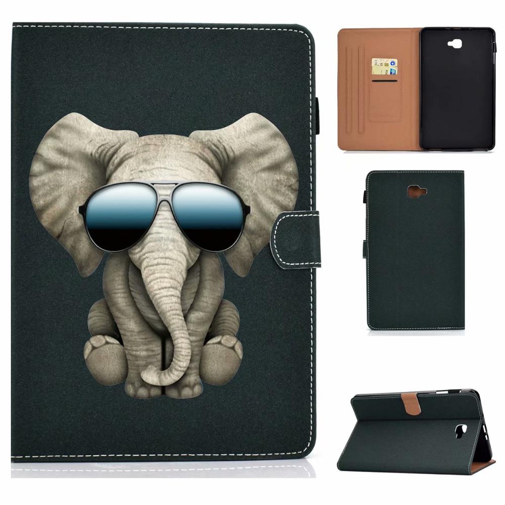 เคส Samsung Galaxy Tab A 10.1 (2019) SM-T510 SM-T515 #เคสฝาพับหนัง PU พิมพ์ลายมีช่องเสียบการ์ดและห่วงใส่ปากกา Pattern Printing Card Slots Flip Leather Cover with Pen Slot
