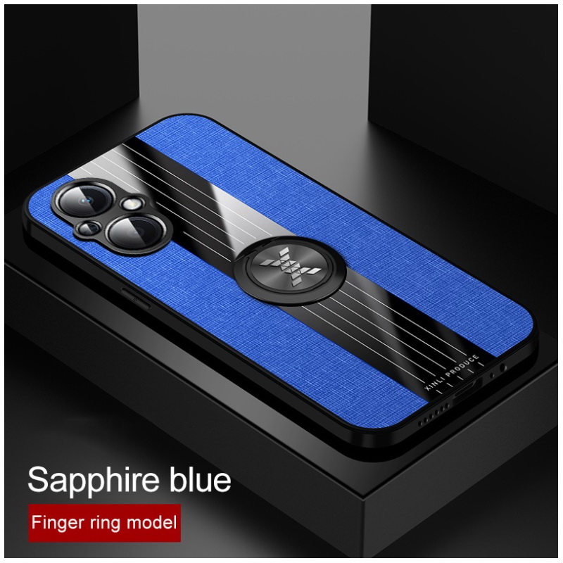 เคส OPPO Reno 7z 5G #เคสฝาหลังเคลือบผ้าเนื้อมีแหวนสวมนิ้ว TPU ไฮบริด+อะคริลิ + แหวนโลหะ