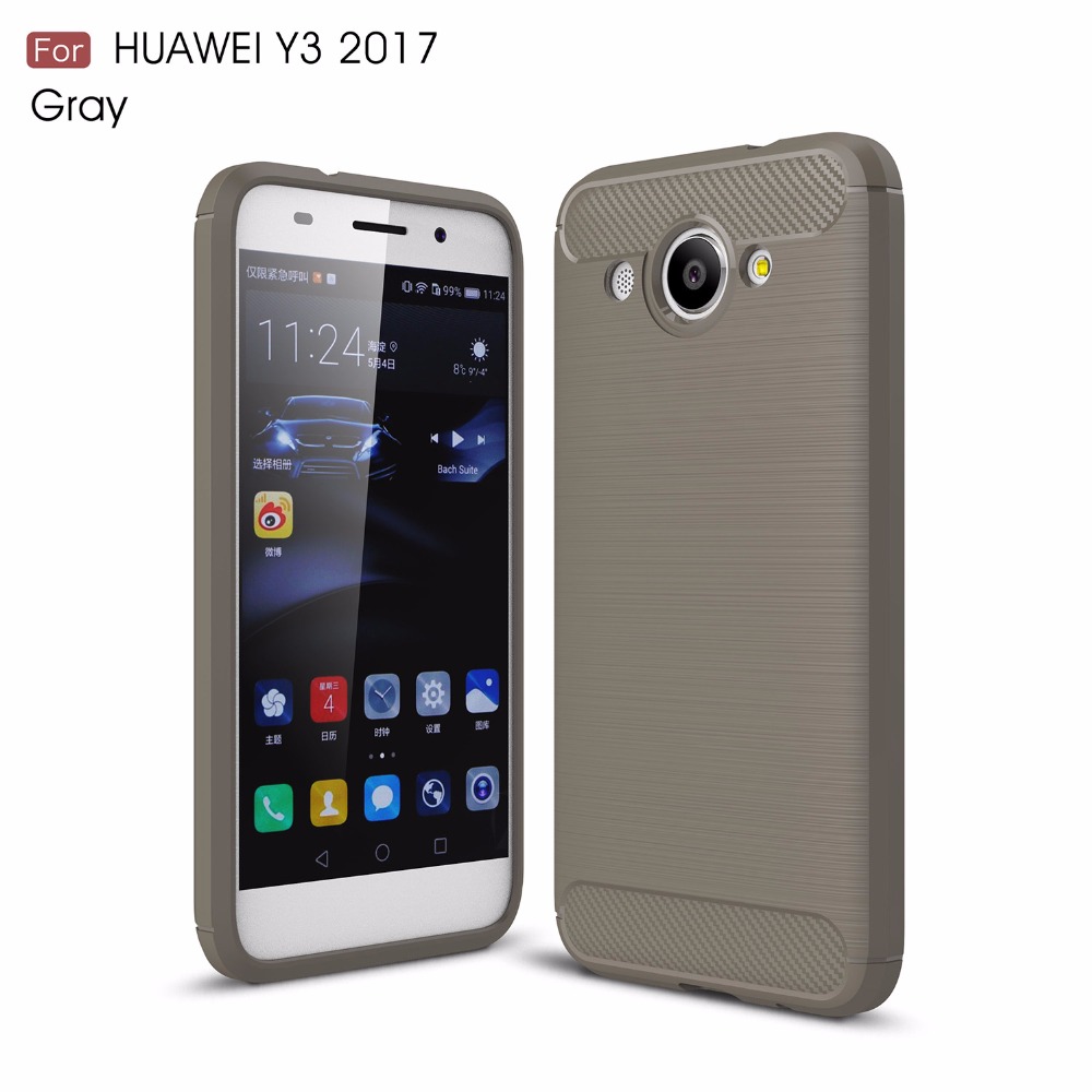 Case Huawei Y3 (2017) #เคสฝาหลัง Brushed Carbon Fiber TPU