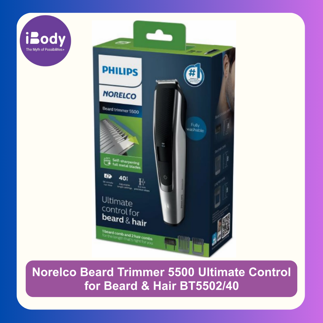 ฟิลิปส์ ปัตตาเลี่ยนไฟฟ้า ใบหน้าและผม (Philips) Norelco Beard Trimmer 5500 Ultimate Control for Beard & Hair BT5502/40