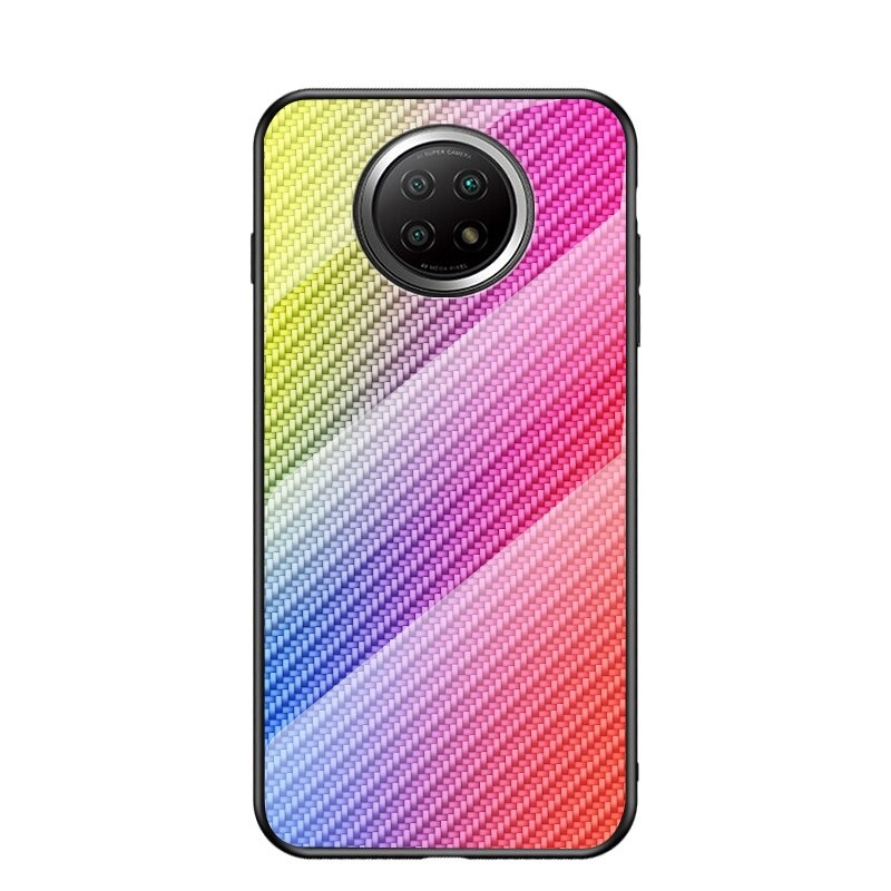 เคส Redmi Note 9T 5G #เคสฝาหลัง Gradient Color ลายคาร์บอนไฟเบอร์ Carbon fiber texture Glass Hybrid Soft Silicone Cover