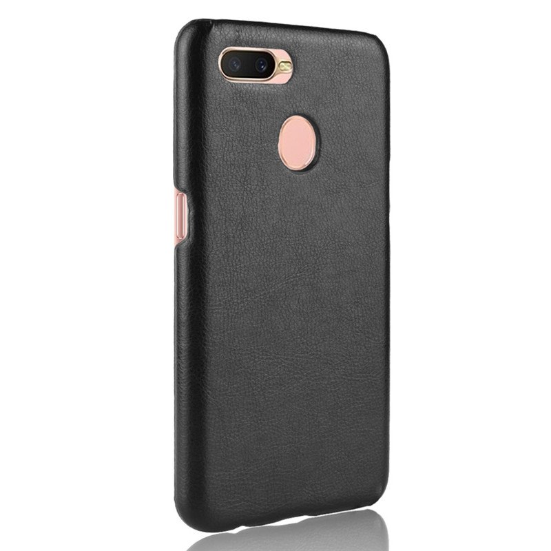 เคส Oppo A7 #เคสฝาหลังพลาสติกแข็งเคลือบหนัง PU ลายผิวลิ้นจี่ Litchi Skin Leather Coated