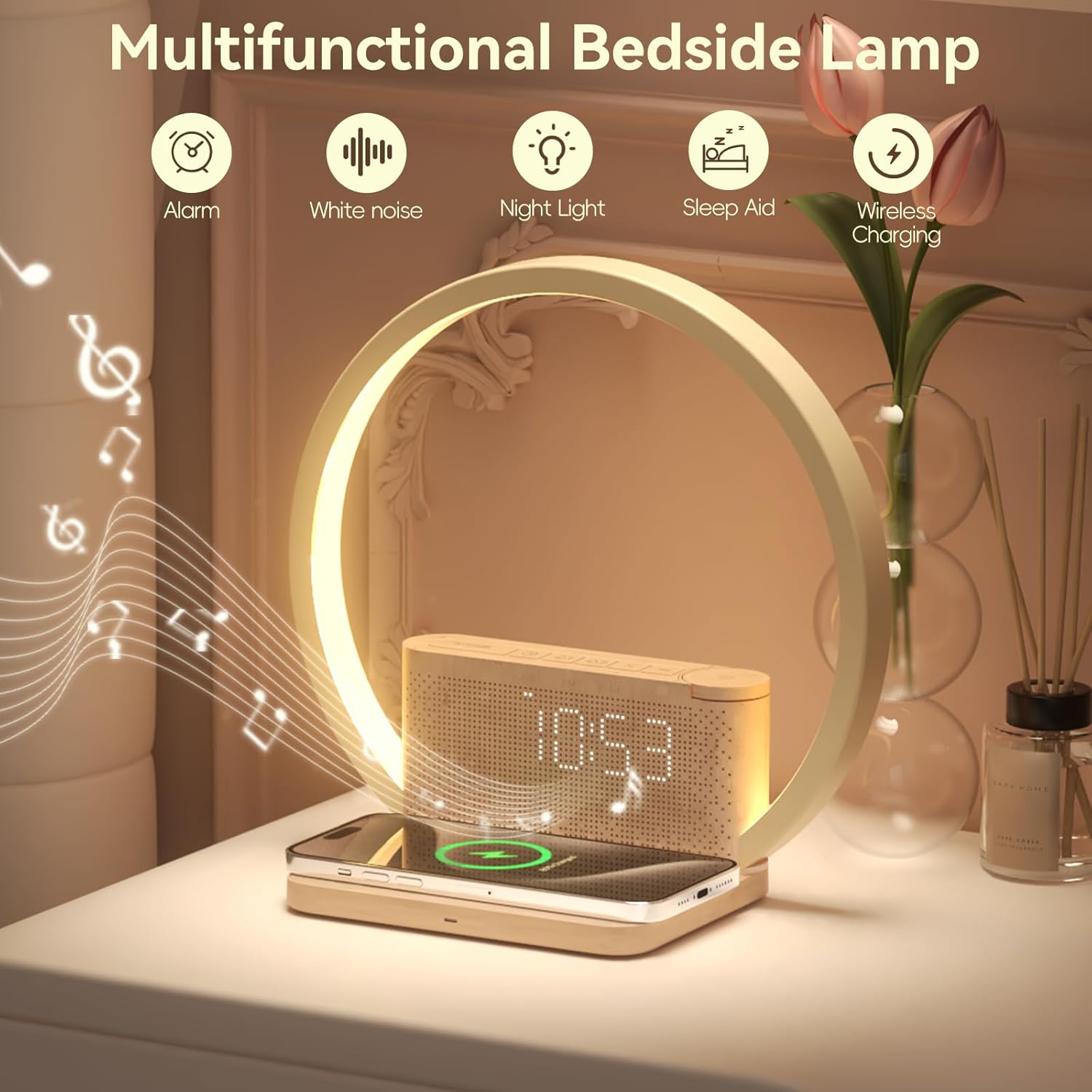 Vivilumens® Sunrise Alarm Clocks Wireless Charger, 10 Sound Model.Aj310B นาฬิกาปลุกดิจิทัล พร้อมแท่นชาร์จไร้สาย