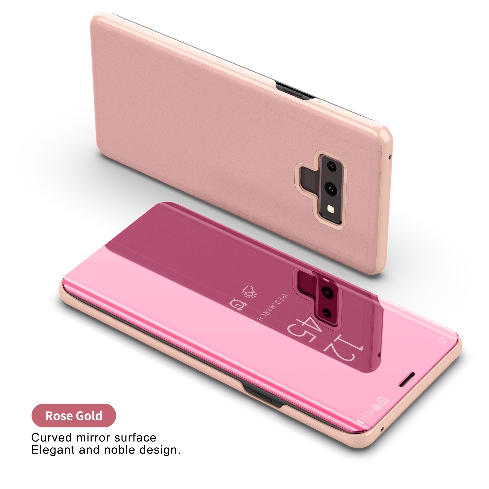 Case Samsung Galaxy Note 9 #เคสฝาพับปกโปร่งแสงผิวเงา Electroplating Mirror Surface Window View