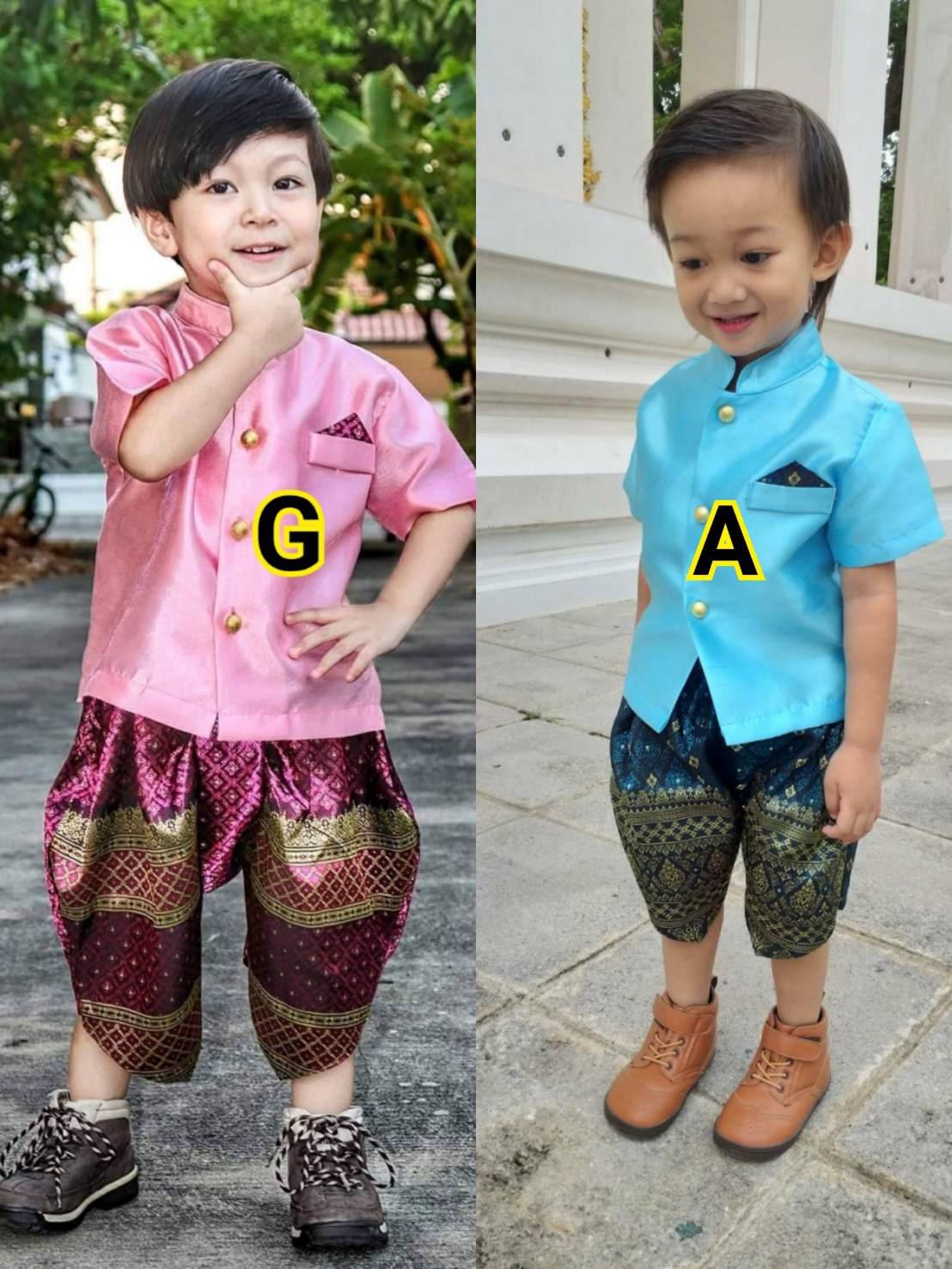 ชุดไทยเด็กชายหญิง เสื้อกับโจง