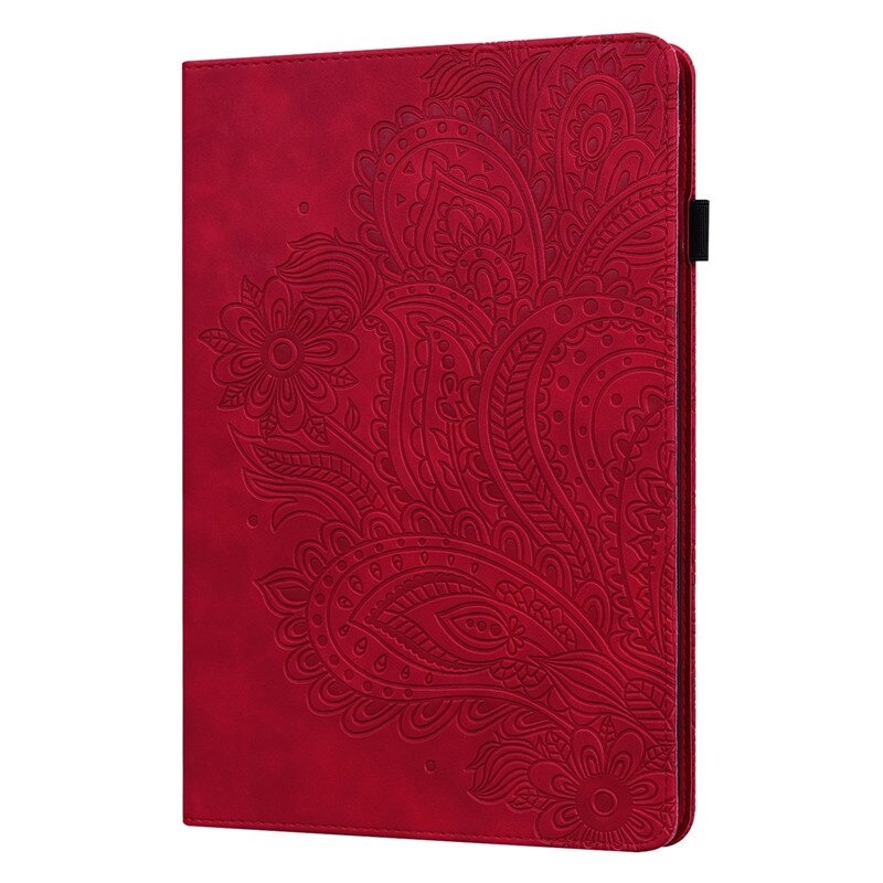 เคส Samsung Galaxy Tab S6 Lite 10.4 SM-P610 P615 P617 #เคสแบบฝาพับหนัง PU พิมพ์ลาย 3D Flower Embossed Tablet Flip Stand Soft TPU Back