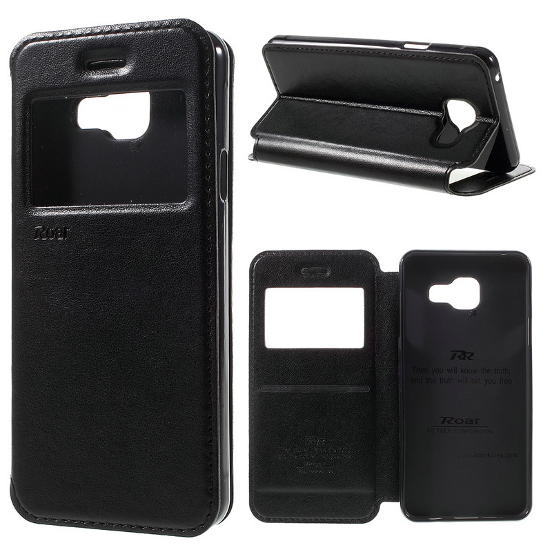 Case Samsung Galaxy A7(2016) ROAR KOREA #เคสฝาพับหนัง PU มีช่องวิวคุณภาพดี ใช้งานได้สะดวก