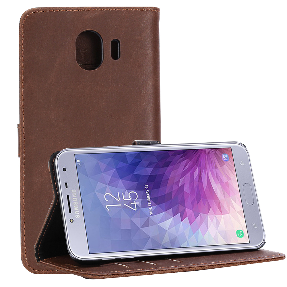 เคส Samsung Galaxy J4 (2018) #เคสฝาพับหนัง PU แบบกระเป๋าสตางค์สไตล์ย้อนยุค